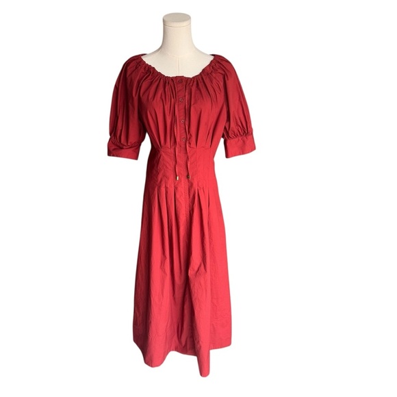 J.Crew - Cinched Waist Pintuck Shirt Dress Brilliant Mahogany Sz 8 - Picture 4 of 11